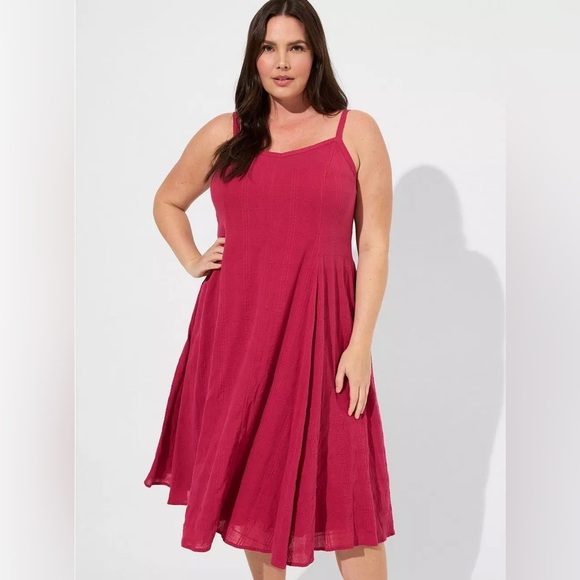 Torrid Midi Textured Cotton Trapeze Dress, size 00 (10 US) - Picture 1 of 11